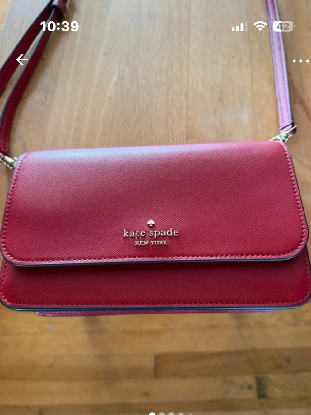 kate spade red leather crossbody with gold hardware